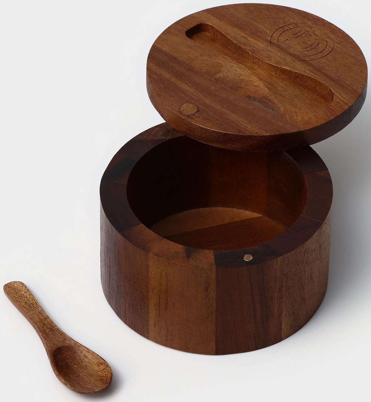 Банка для специй с ложкой, 10×6 см, акация