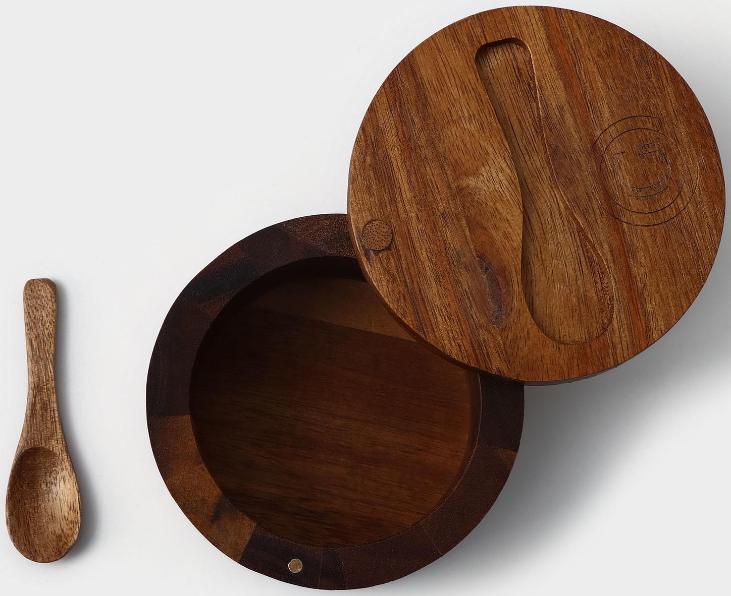 Банка для специй с ложкой, 10×6 см, акация