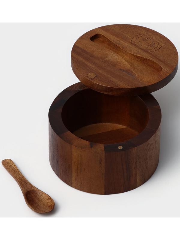 Банка для специй с ложкой, 10×6 см, акация