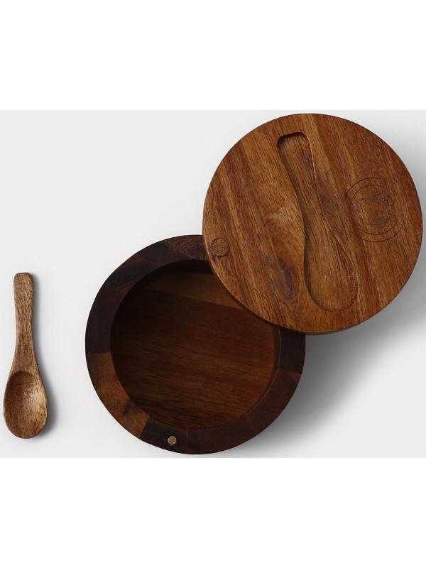 Банка для специй с ложкой, 10×6 см, акация