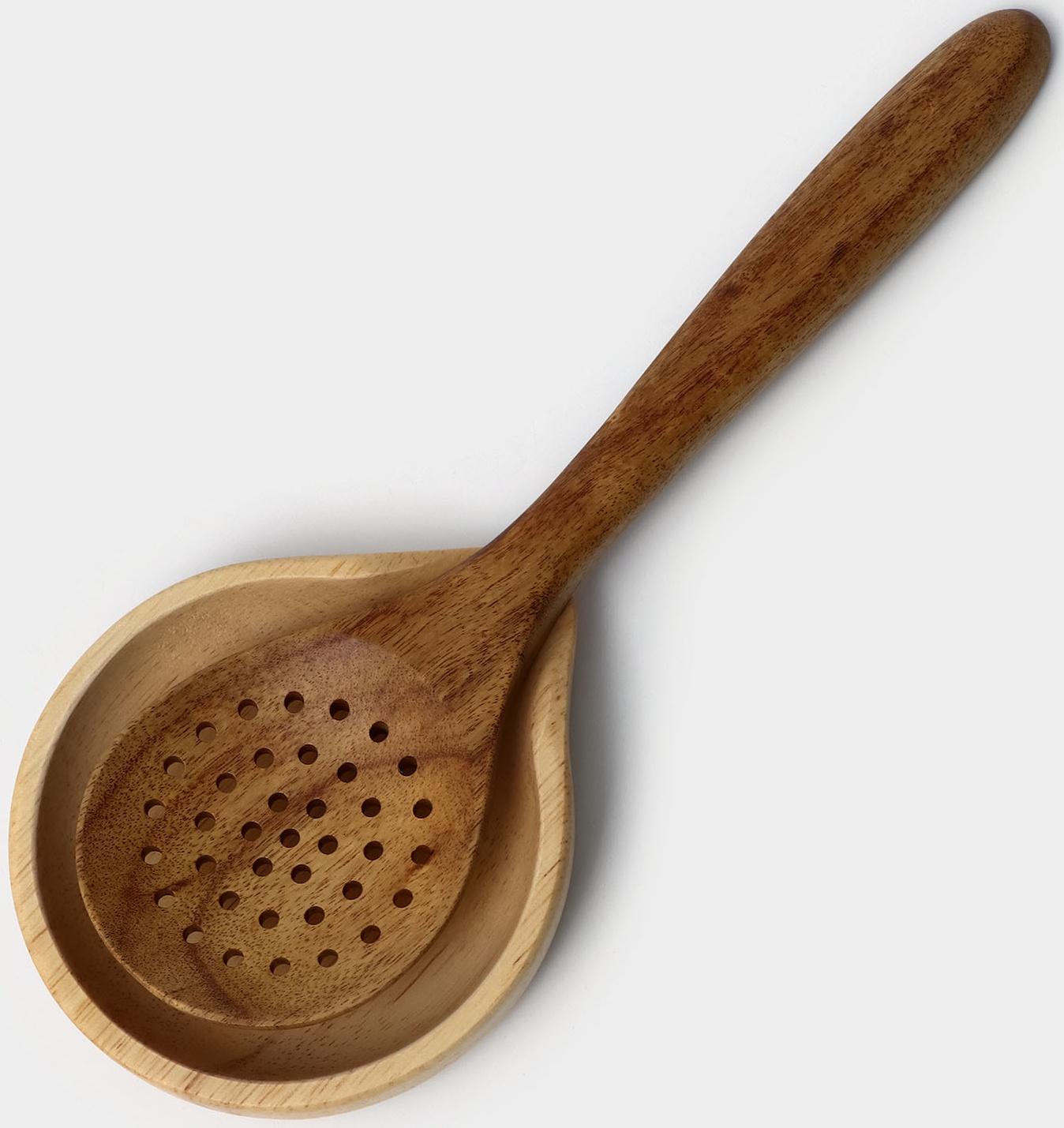 Подставка под ложку, 11,5×13,5×2,5 см, гевея