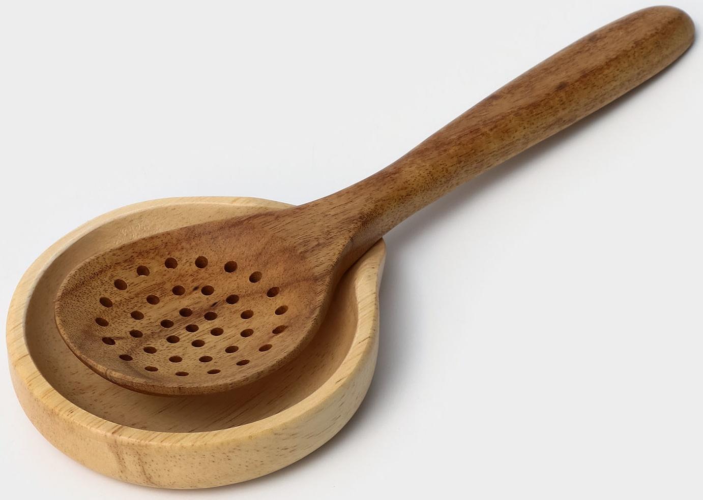 Подставка под ложку, 11,5×13,5×2,5 см, гевея