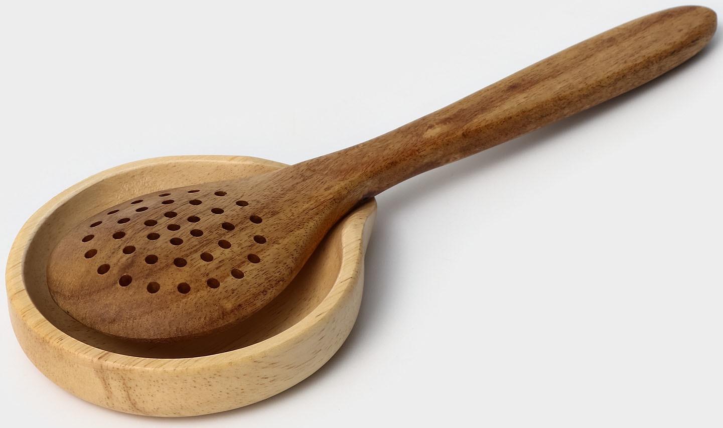 Подставка под ложку, 11,5×13,5×2,5 см, гевея