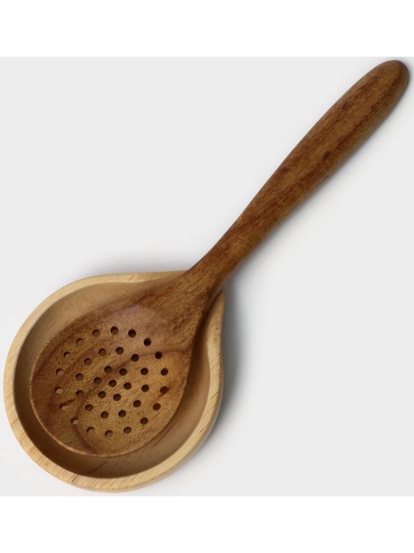 Подставка под ложку, 11,5×13,5×2,5 см, гевея