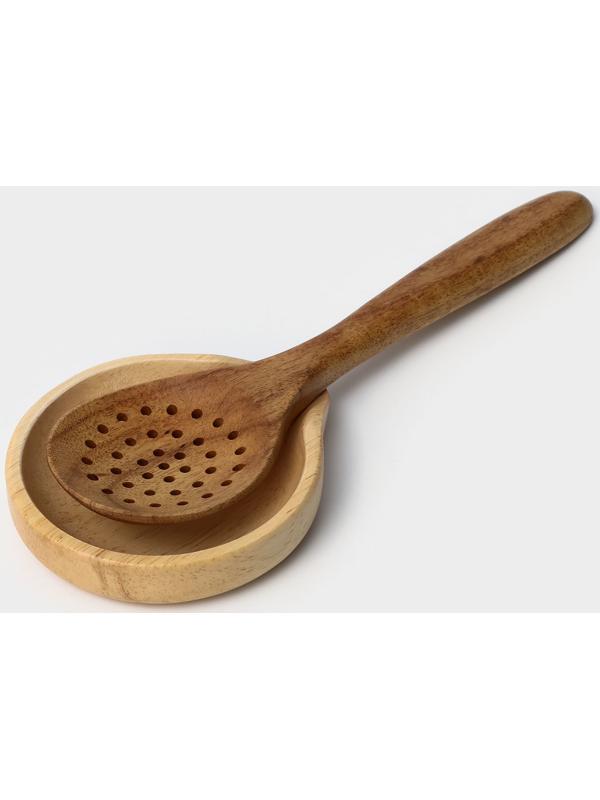 Подставка под ложку, 11,5×13,5×2,5 см, гевея