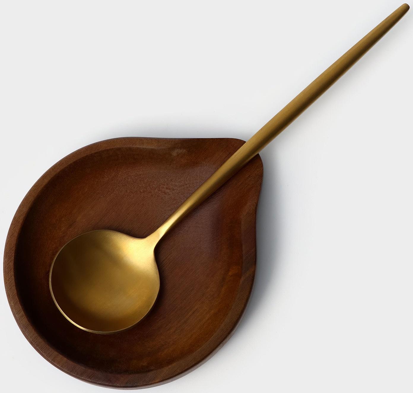 Подставка под ложку, 11,5×13,5×2,5 см, акация