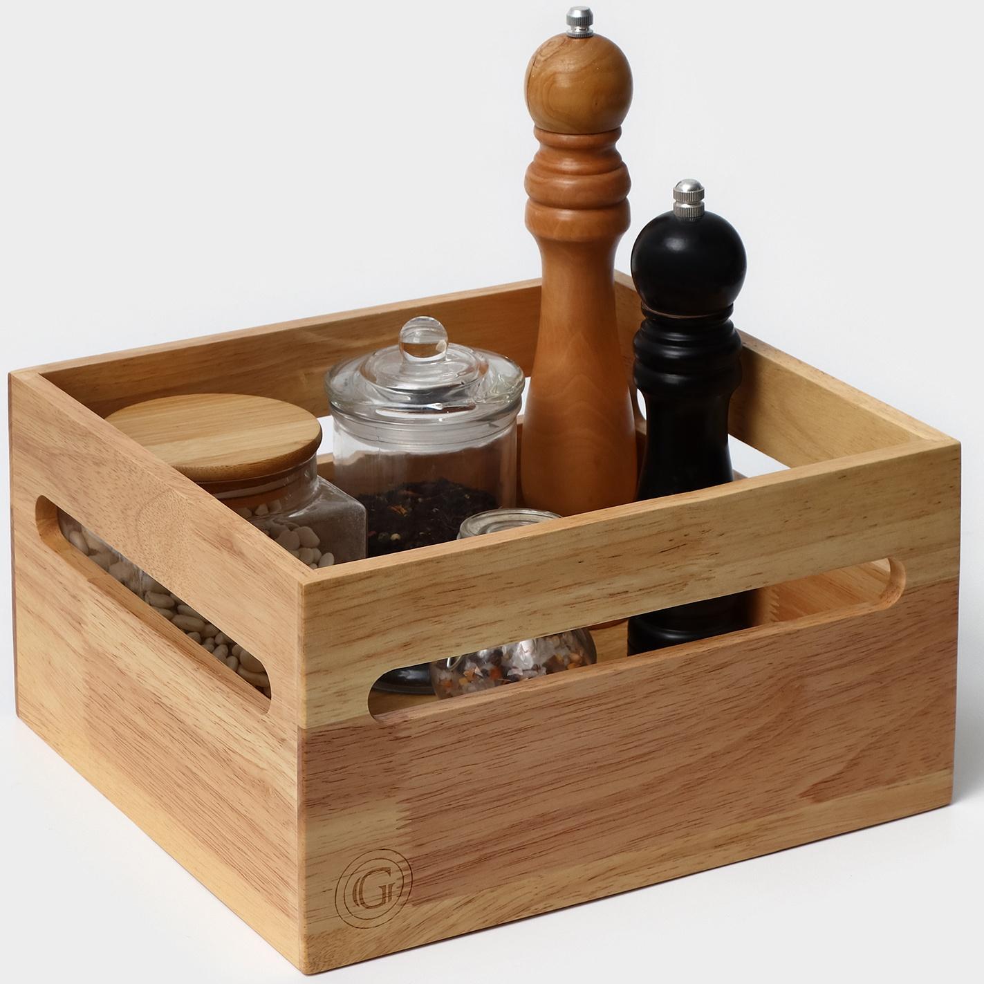 Органайзер кухонный, подставка для специй, 24,5×27,3×14,6 см, гевея