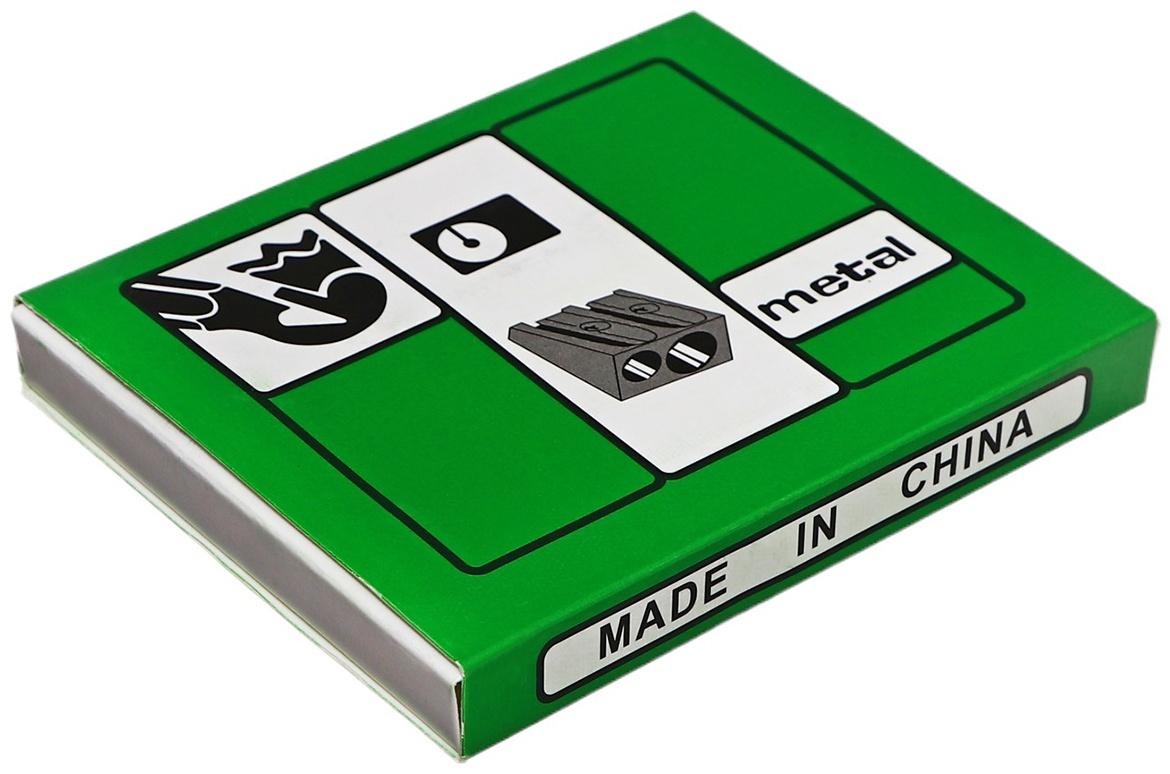 Точилка металлическая, двойная, штрихкод на штуке