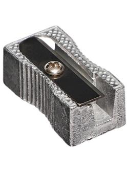 Точилка металлическая, прямоугольная, штрихкод на штуке