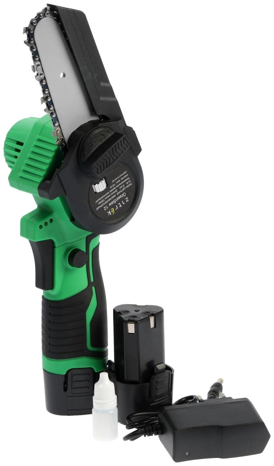 Пила цепная аккумуляторная Zitrek GreenSaw 12 082-1859, 12 В, 1.5 Ач, Li-ion АКБх2 шт, ЗУ