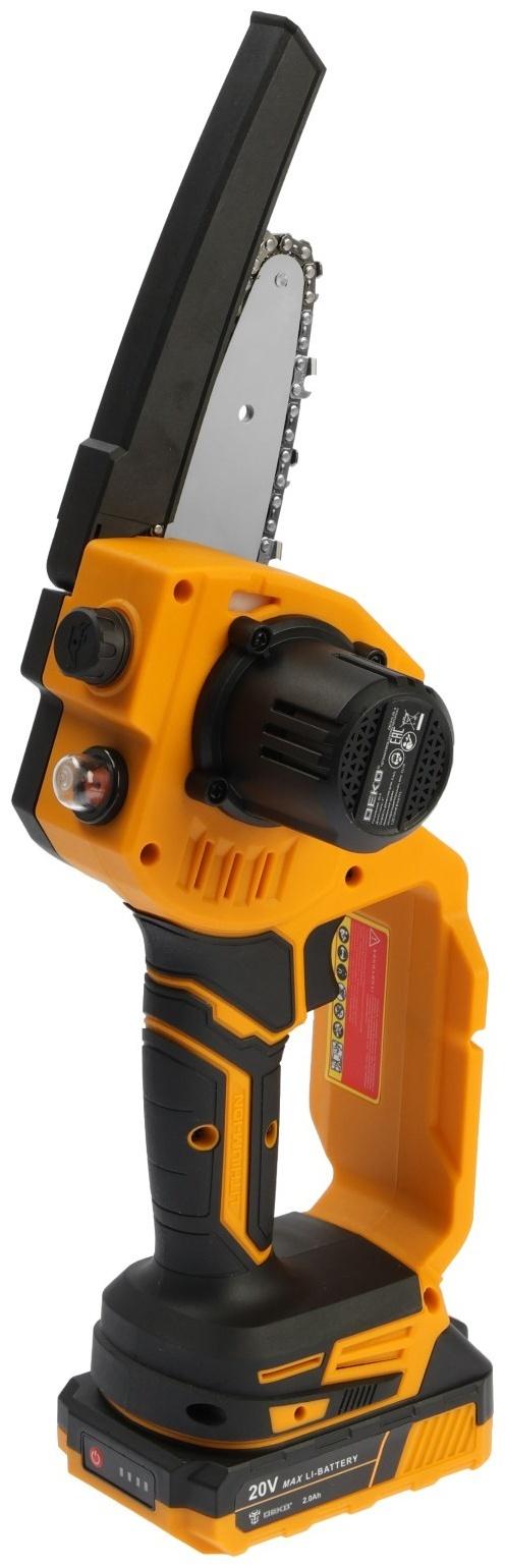 Пила цепная аккумуляторная DEKO DKCHS 20-4 063-4480, 20 В, 2 Ач, Li-ion АКБх1 шт, ЗУ