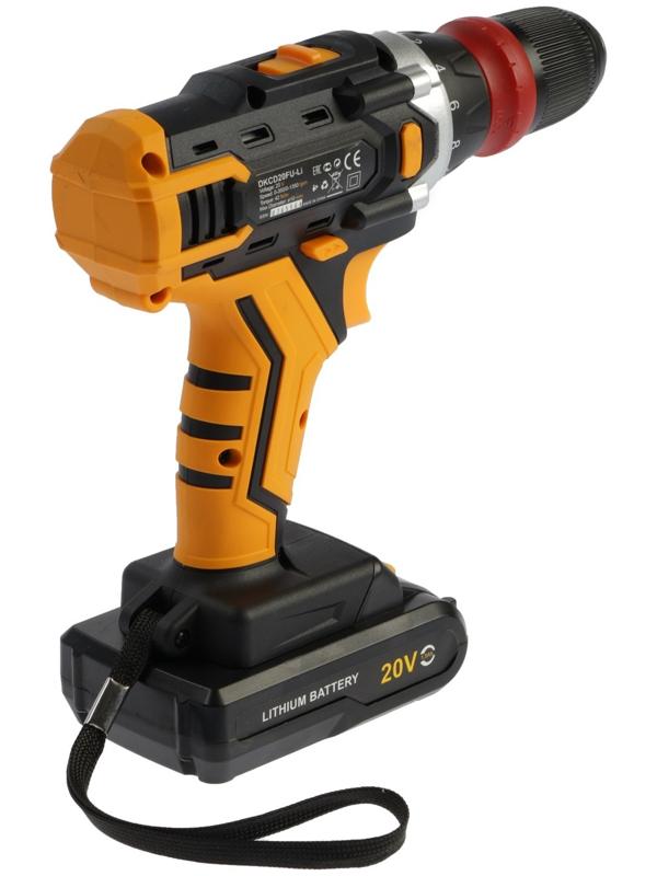 Дрель-шуруповерт DEKO DKCD20FU-Li, со съемным патроном, 20 В, 1.5 Ач, 42 Нм, 2 скорости
