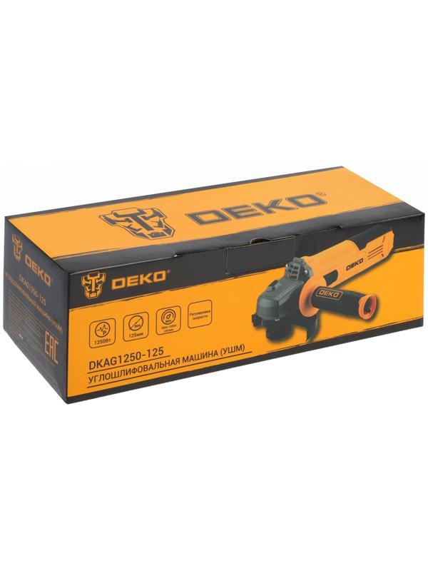 Шлифмашина угловая DEKO DKAG1250-125, 1250 Вт, 125 мм, М14, 3000-12000 об/мин