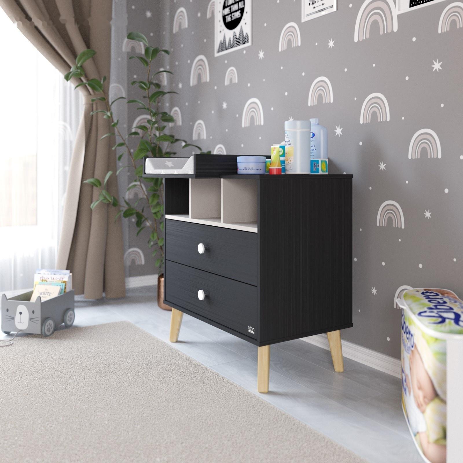 Комод пеленальный Benny ЛДСП черный-кашемир