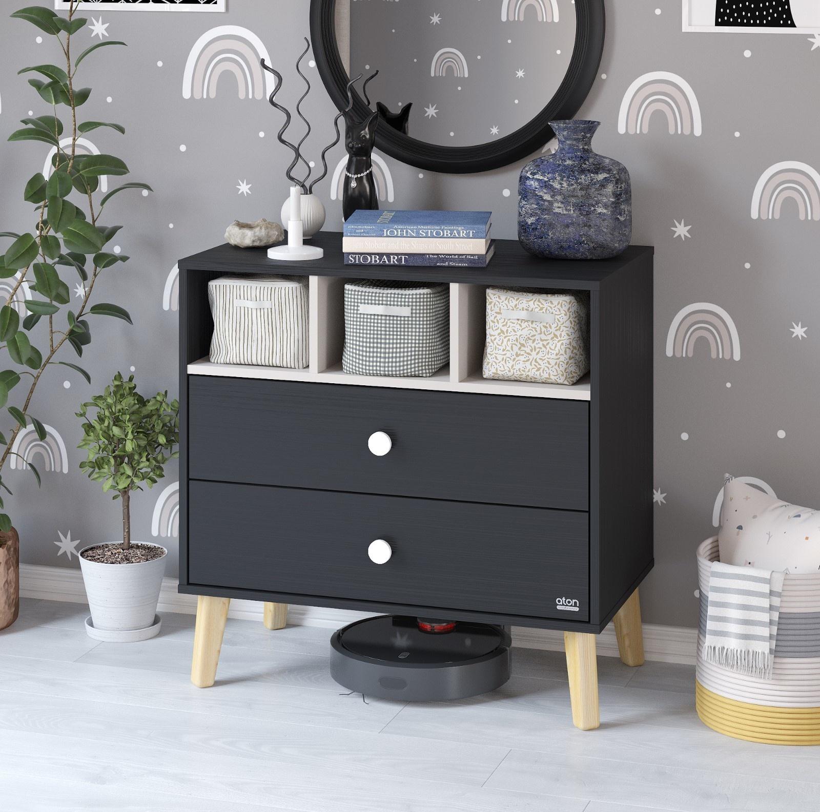 Комод пеленальный Benny ЛДСП черный-кашемир