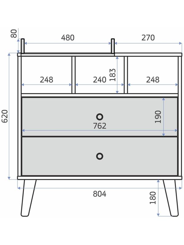 Комод пеленальный Benny ЛДСП черный-кашемир