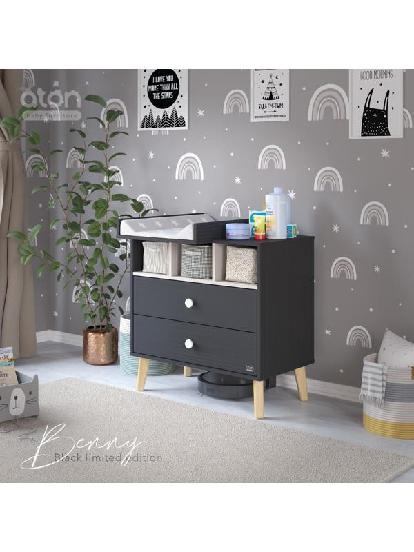 Комод пеленальный Benny ЛДСП черный-кашемир