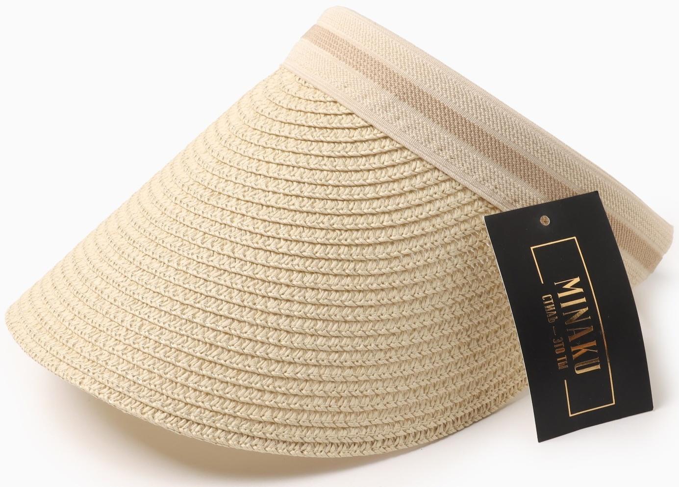 Козырёк женский плетёный MINAKU цвет бежевый, р-р  56-58