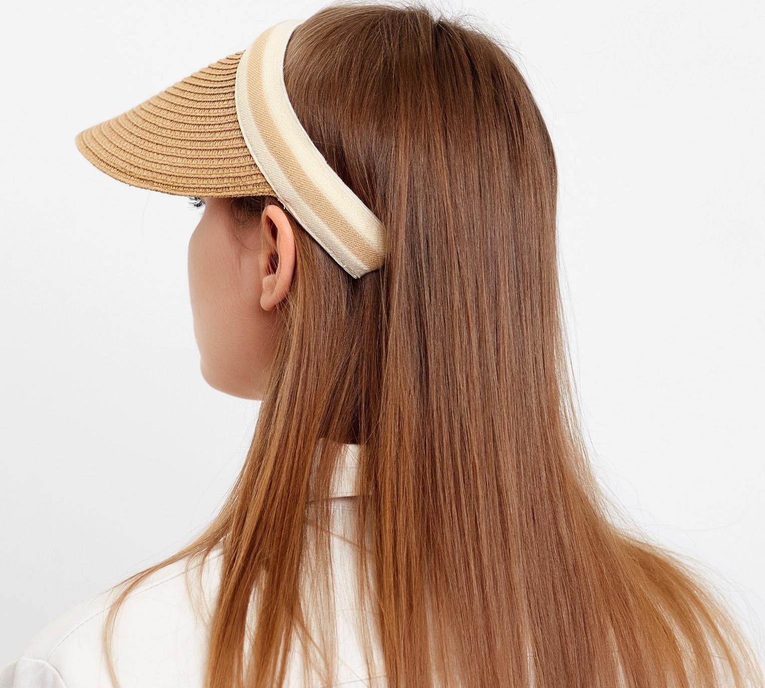 Козырёк женский плетёный MINAKU цвет коричневый, р-р  56-58