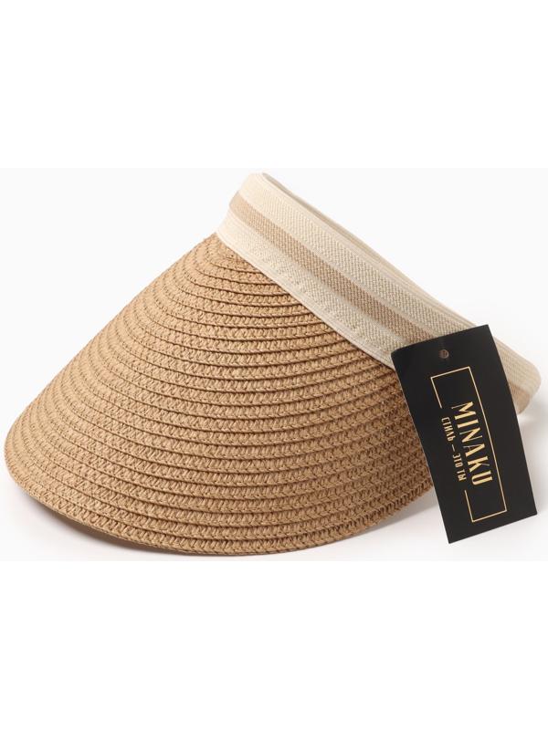 Козырёк женский плетёный MINAKU цвет коричневый, р-р  56-58