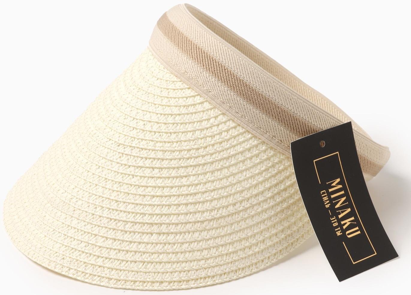 Козырёк женский плетёный MINAKU цвет молочный, р-р  56-58