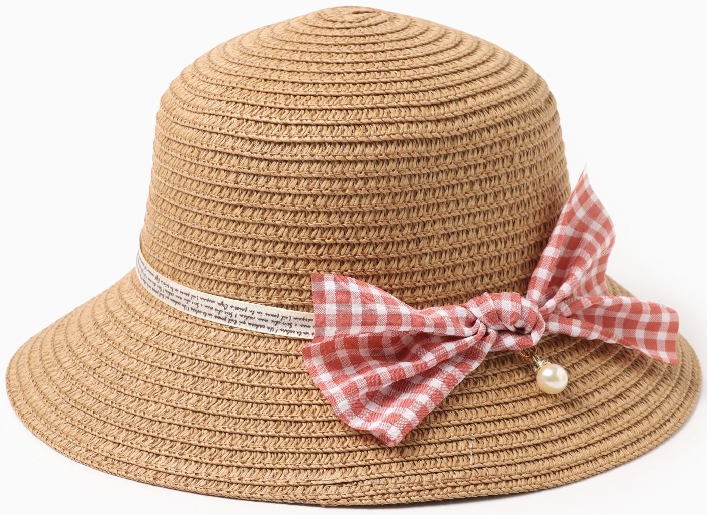 Шляпа для девочки MINAKU с бантом, цвет коричневый, р-р 52