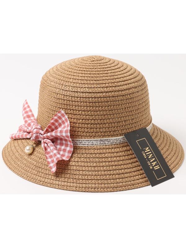 Шляпа для девочки MINAKU с бантом, цвет коричневый, р-р 52
