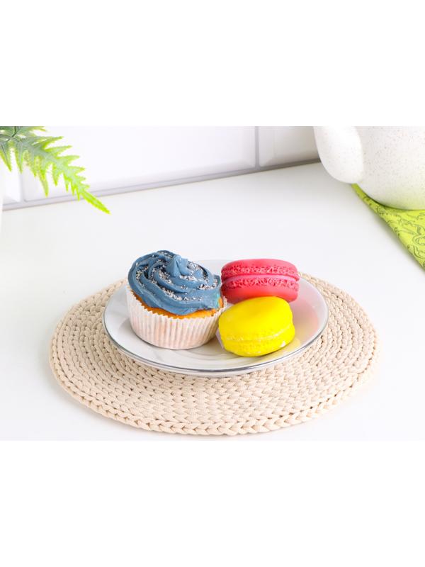 Салфетка, D = 20 см, полиэфирное волокно, бежевый