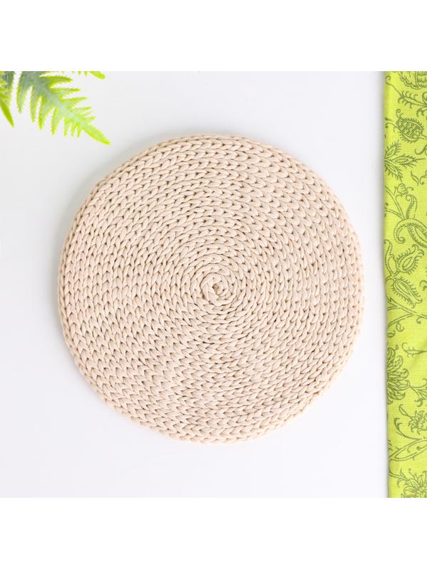 Салфетка, D = 20 см, полиэфирное волокно, бежевый