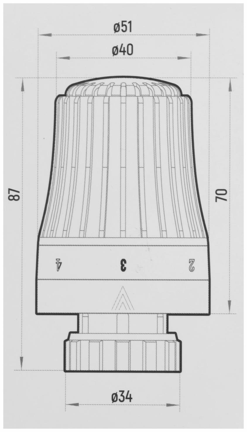 Термостатическая головка Ogint 022-5069, жидкостная, М30х1.5 мм, PN 10, 6-28°С, белая