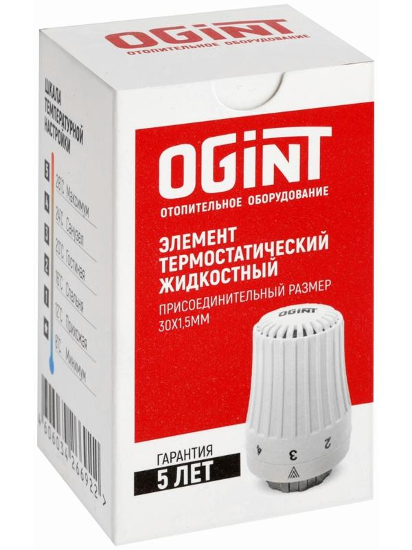 Термостатическая головка Ogint 022-5069, жидкостная, М30х1.5 мм, PN 10, 6-28°С, белая