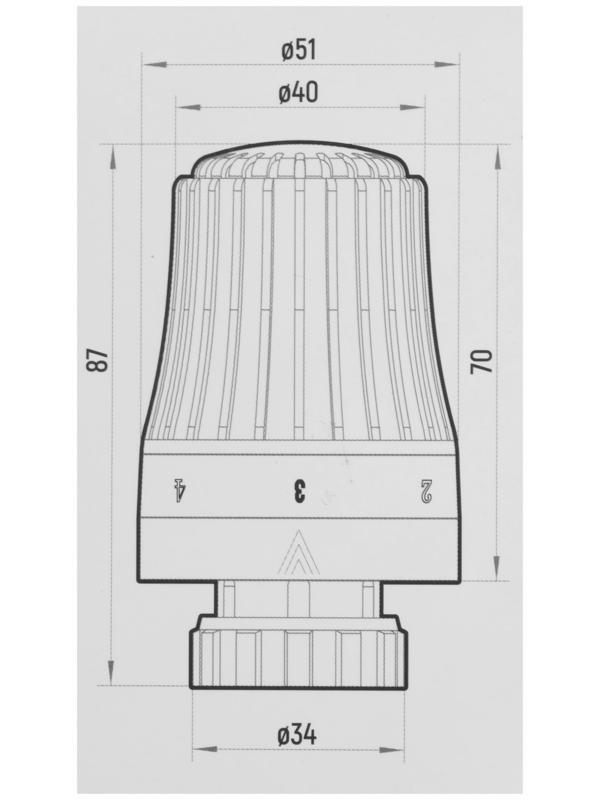 Термостатическая головка Ogint 022-5069, жидкостная, М30х1.5 мм, PN 10, 6-28°С, белая