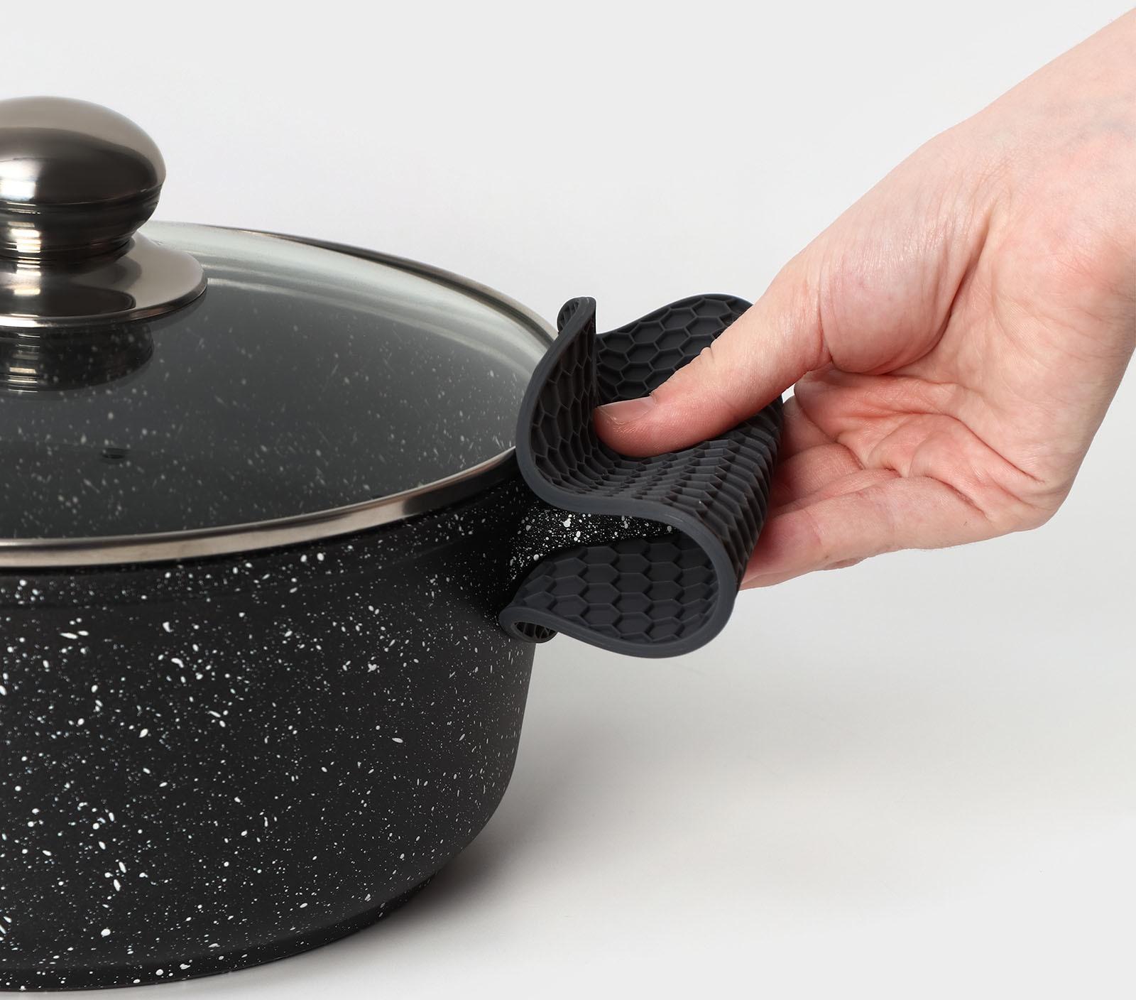 Коврик-подставка силиконовый под горячее, d=140 мм, толщина=3,5 мм, серый