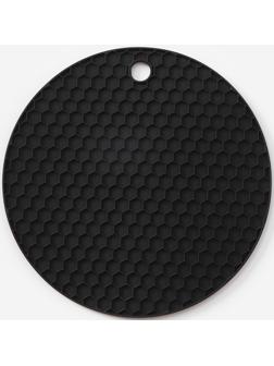 Коврик-подставка силиконовый под горячее, d=140 мм, толщина=3,5 мм, серый