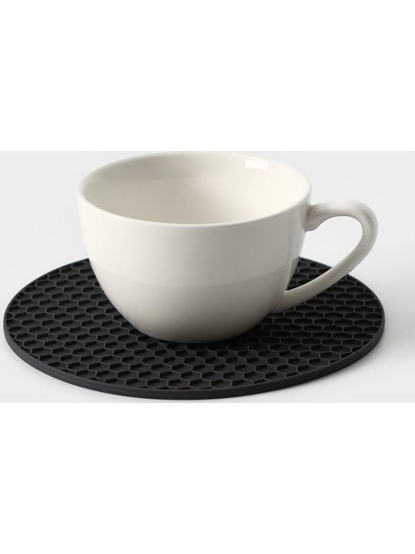 Коврик-подставка силиконовый под горячее, d=140 мм, толщина=3,5 мм, серый