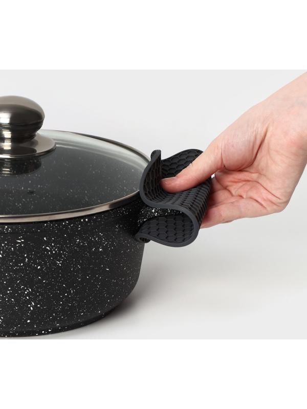 Коврик-подставка силиконовый под горячее, d=140 мм, толщина=3,5 мм, серый