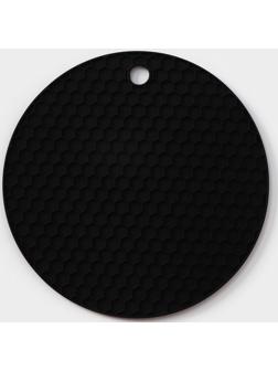 Коврик-подставка силиконовый под горячее, d=140 мм, толщина=3,5 мм, черный