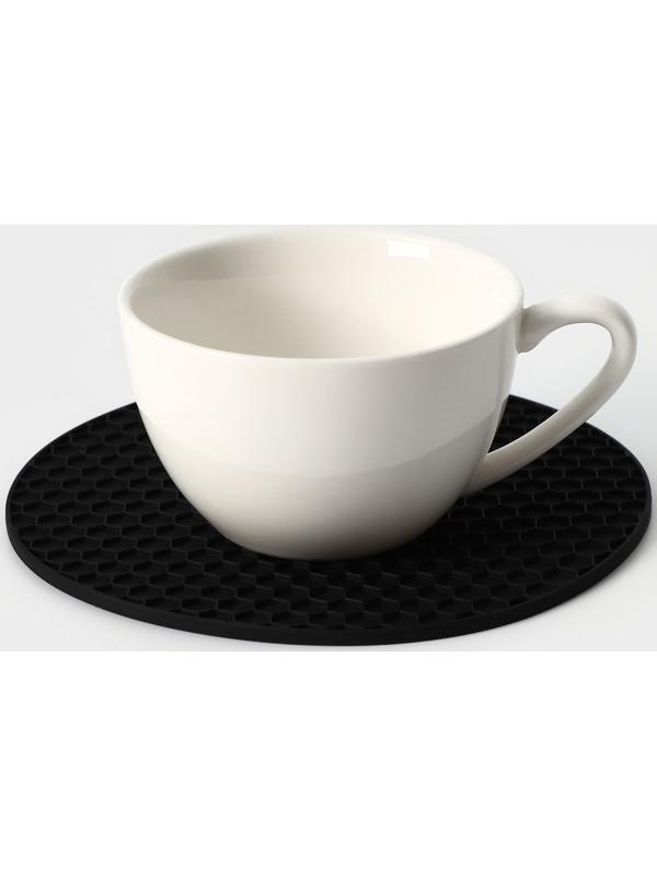 Коврик-подставка силиконовый под горячее, d=140 мм, толщина=3,5 мм, черный