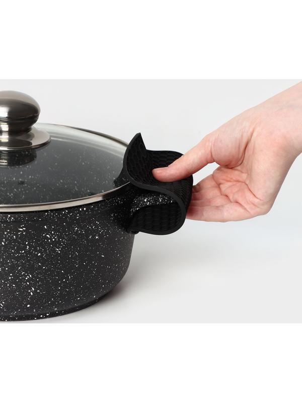 Коврик-подставка силиконовый под горячее, d=140 мм, толщина=3,5 мм, черный