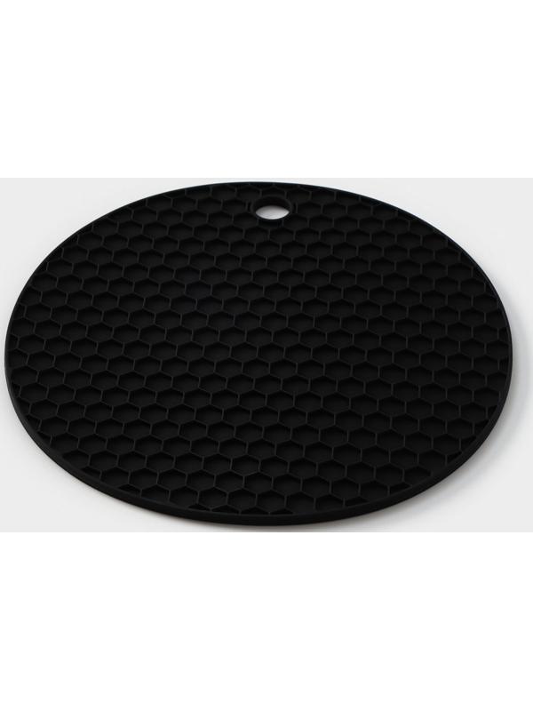 Коврик-подставка силиконовый под горячее, d=140 мм, толщина=3,5 мм, черный