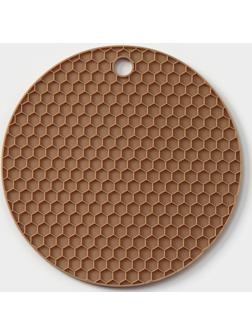 Коврик-подставка силиконовый под горячее, d=140 мм, толщина=3,5 мм, бежевый