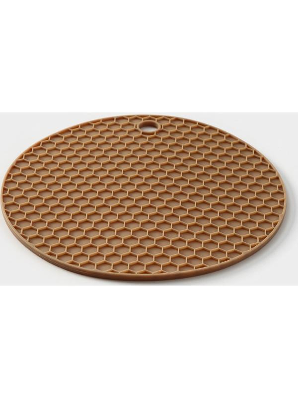 Коврик-подставка силиконовый под горячее, d=140 мм, толщина=3,5 мм, бежевый