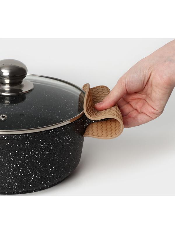 Коврик-подставка силиконовый под горячее, d=140 мм, толщина=3,5 мм, бежевый