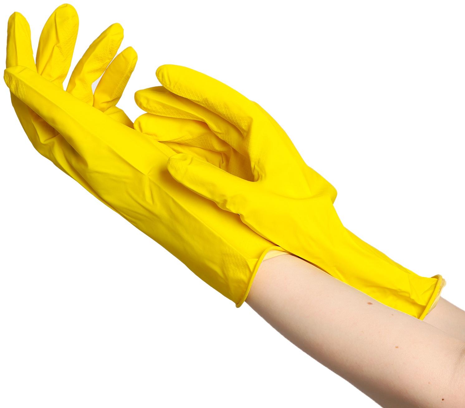 Перчатки латексные хозяйственны размер M, 30 гр, цвет желтый