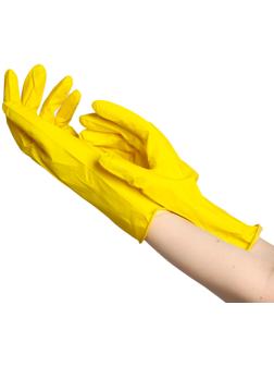 Перчатки латексные хозяйственны размер M, 30 гр, цвет желтый