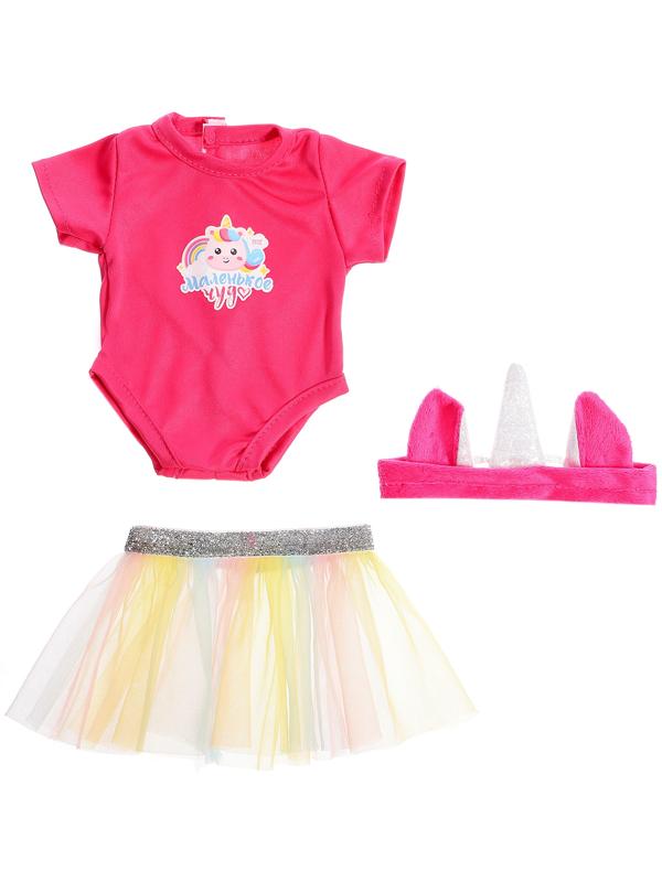 Одежда для пупсов «Единорожка», боди, юбка и повязка