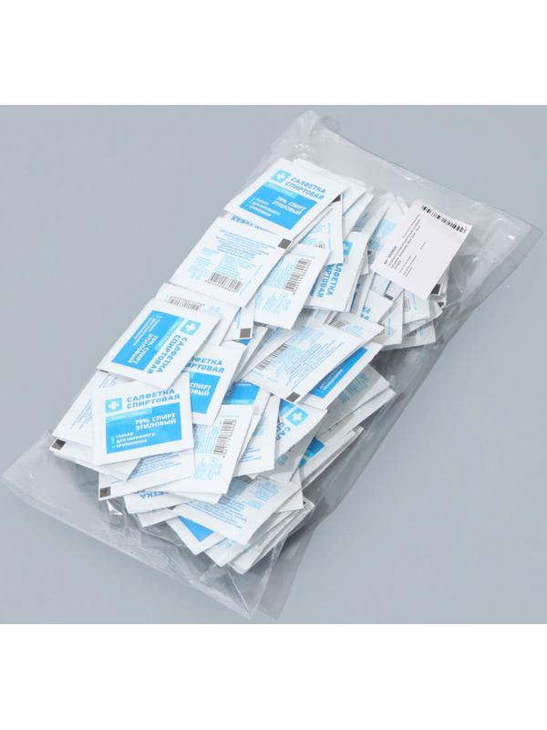 Салфетка спиртовая антисептическая из нетканого материала, одноразовая, 56мм*65мм, 100 шт.