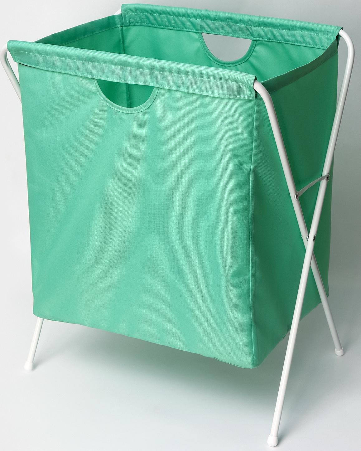 Корзина-мешок для белья, 53×39×62 см, цвет мятный