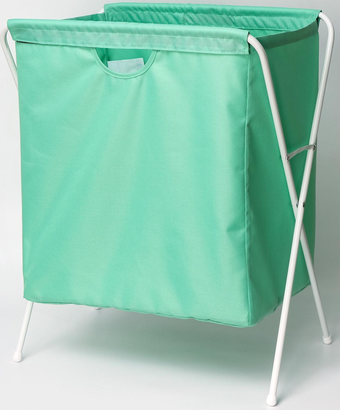 Корзина-мешок для белья, 53×39×62 см, цвет мятный