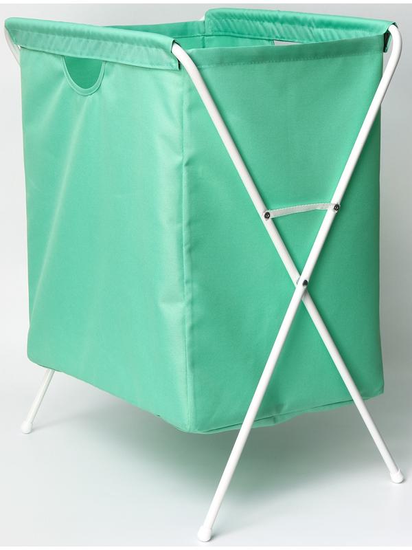 Корзина-мешок для белья, 53×39×62 см, цвет мятный